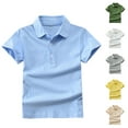 thumbnail image 1 of PIWHJQK Girls Casual Shirts Kids T-Shirt Short Sleeve Round Neck Solid Color Soft Fabric Children Summmer Tops, 1 of 5