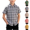 thumbnail image 1 of PIWHJQK Girls'Short Sleeve T Shirts Loose Casual Tees Children Plaid Collared Short Sleeve Shirt Loose Casual Summer Tops, 1 of 6