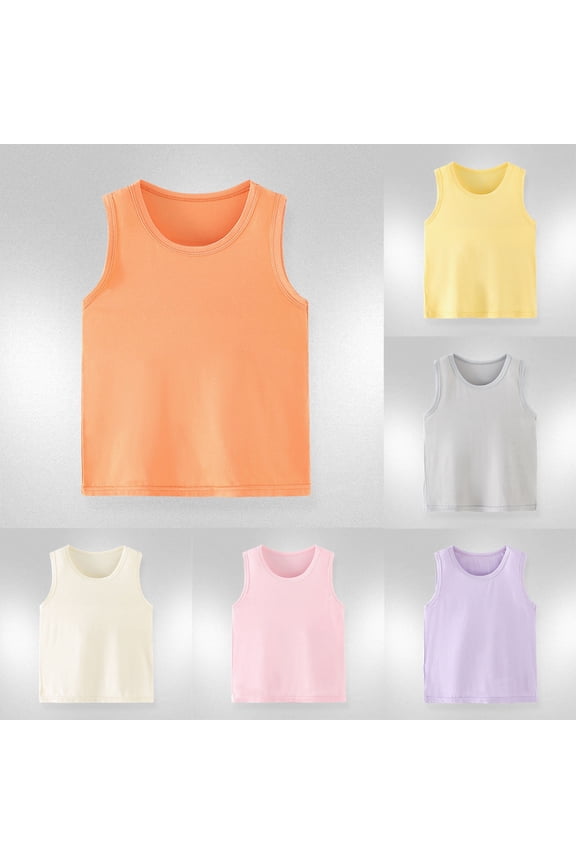 Girls Undershirts Tank Tops Toddlers Camisole Solid Color Summer Crew Neck Comfortable Soft Kids Summmer Tops