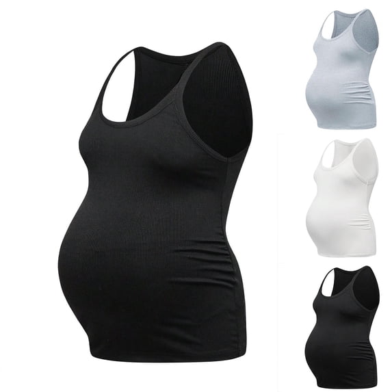 PIWHJQK Maternity Sleeveless T Shirt Blouses Women Maternity Nursing Tank With Padded Ribbed ComfortableWear Top Summer Outfits