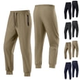 thumbnail image 1 of PIWHJQK Men Long Pants Loungewear Pants Men Solid Ice Silk Pants Drawstring Zip Pockets Stretch Waist Men Casual Pants, 1 of 6