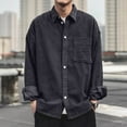 thumbnail image 1 of PIWHJQK Men Long Sleeve Button Down Shirts Men Solid Long Sleeve V Neck Undershirt Casual Shirts, 1 of 4