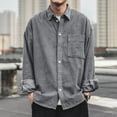 thumbnail image 1 of PIWHJQK Men Long Sleeve Button Down Shirts Men Solid Long Sleeve V Neck Undershirt Casual Shirts, 1 of 4