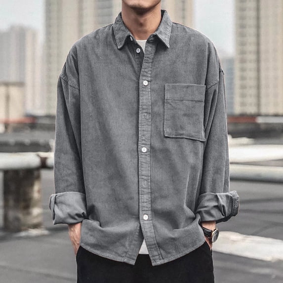 PIWHJQK Men Long Sleeve Button Down Shirts Men Solid Long Sleeve V Neck Undershirt Casual Shirts
