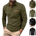 thumbnail image 1 of PIWHJQK Men Long Sleeve Button Shirts Men Solid Long Sleeve Button Down Collar Pocket T Shirt for Summer Casual Shirts, 1 of 6