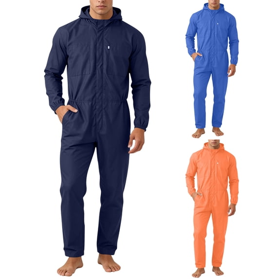 PIWHJQK Men Long Sleeve Pants Workwear Set Men's Breathable Hooded Workwear Jacket Men Outfit Sets