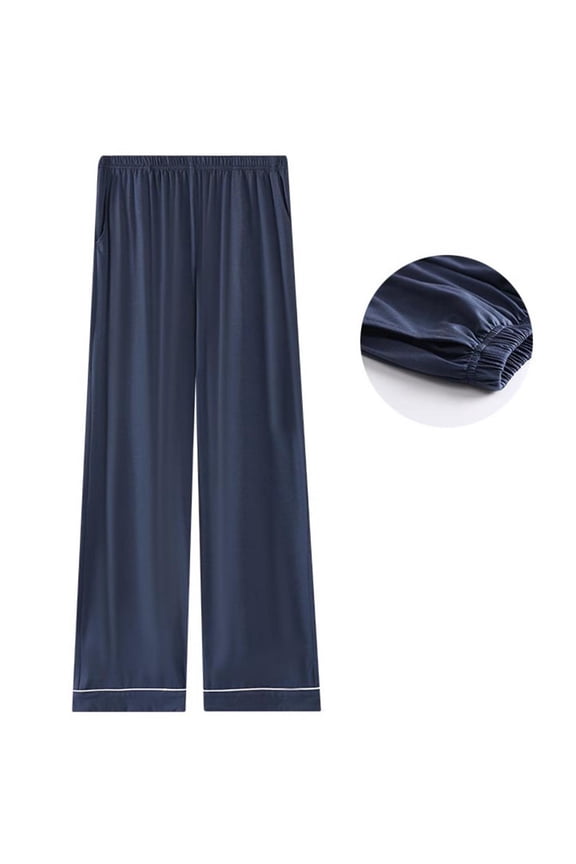 Men Pajama Pants Straight Leg Loungewear Pant Men's Relaxed Plaid Loungewear Pants With Pockets Breathable Men Sleepwear