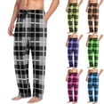 thumbnail image 1 of PIWHJQK Men Pajama Pants Straight Leg Pant Men's Plaid Print Drawstring Waist 2 Pockets Straight Leg Loungewear Pants Men Sleepwear, 1 of 6