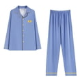 thumbnail image 1 of PIWHJQK Men Pajama Set Long Sleeve Sleepwear Men's Stylish Long Sleeve Lapel Sleepwear Set With Top And Pants Men Sleepwear, 1 of 5