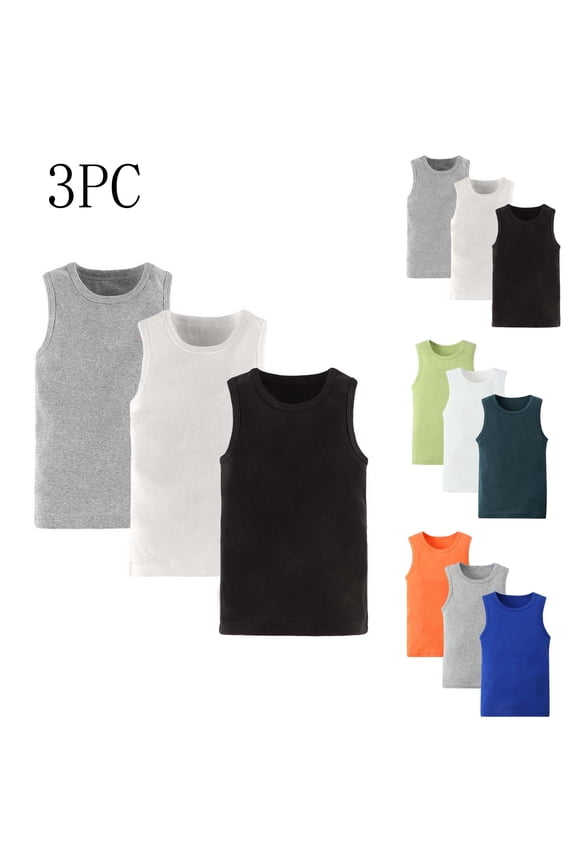 Newborn Bodysuit 3PC Summer Solid Tank Top Set Big Kid Child Infant Outfits Group