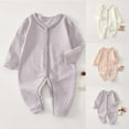 thumbnail image 1 of PIWHJQK Newborn Bodysuit Long Sleeve Fall Solid Warm Cotton Snap Closure Infant Outfits, 1 of 3