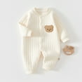 thumbnail image 1 of PIWHJQK Newborn Bodysuit Long Sleeve Solid Friendly Cotton Snap Closure Infant Outfits, 1 of 2