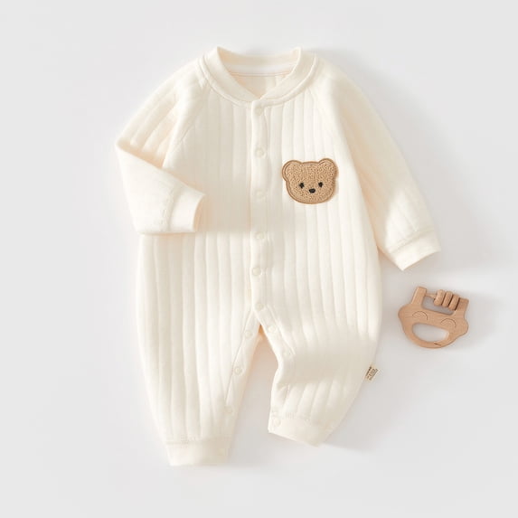 PIWHJQK Newborn Bodysuit Long Sleeve Solid Friendly Cotton Snap Closure Infant Outfits