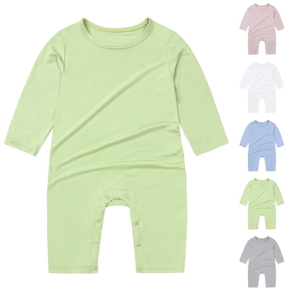 PIWHJQK Newborn Bodysuit Modals Infant Baby Thin Long Sleeve Round Neckborn Solid Color Infant Outfits