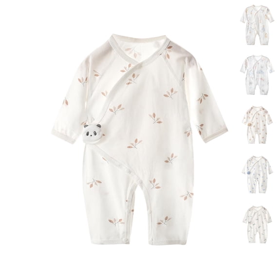 PIWHJQK Newborn Bodysuit Newborn Solid Cotton Long Side Snap Closure Infant Outfits