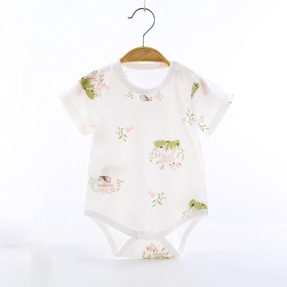 PIWHJQK Newborn Bodysuit Short Sleeve Summer Graphic Print Brown Cotton Snap Closure Infant Outfits