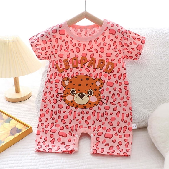 PIWHJQK Newborn Bodysuit Short Sleeve Summer Lovely Graphic Print Breathable Cotton Snap Infant Outfits