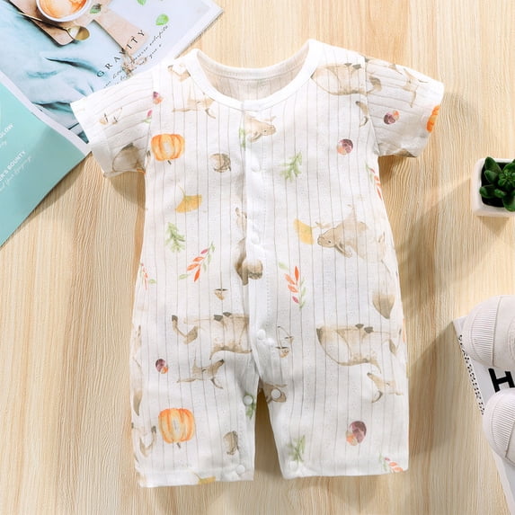 PIWHJQK Newborn Bodysuit Short Sleeve Summer Sea Graphic Print Cotton Snap Closure Infant Outfits