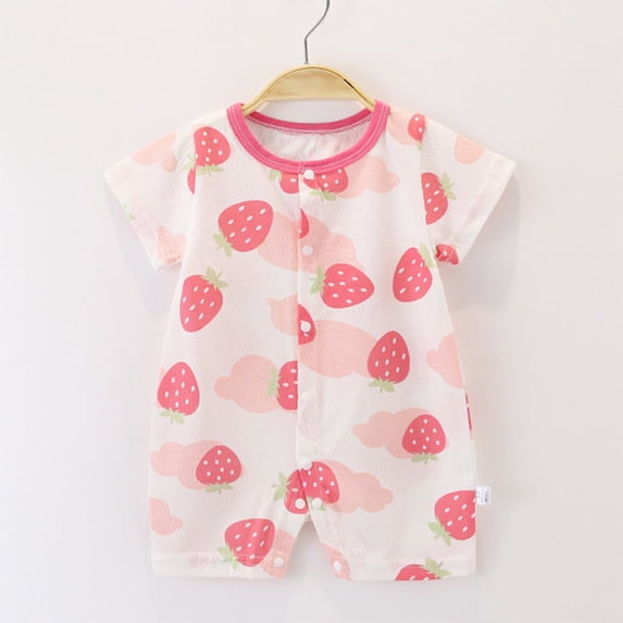 PIWHJQK Newborn Bodysuit Short Sleeve Summer Thin Round Neck Cotton Snap Closure Infant Outfits
