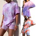 thumbnail image 1 of PIWHJQK Women 2 Piece Set Short Sleeve Loungewear Set Women Loose T Shirt Fitted Shorts 2 Piece Set Women Outfits Sets, 1 of 6