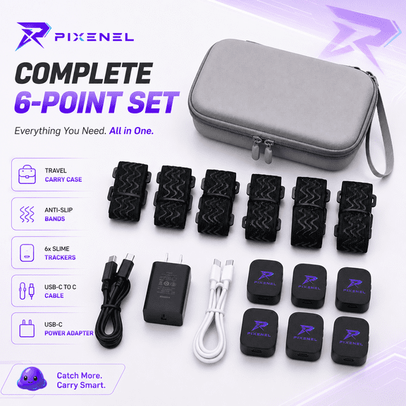PIXENEL VR Full Body Tracking Kit, 6-Pack Motion Trackers for VRChat, Compatible with SlimeVR, SteamVR and Quest PC VR