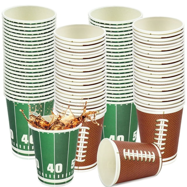 PIXHOTUL 100 Pcs Football Decorations Cups 9 Oz Paper Cups for Sports ...
