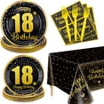 thumbnail image 1 of PIXHOTUL 18th Birthday Decorations for Boys Girls Serve 40 - 162Pcs Plates Napkins Tablecloth Forks Set for Black and Gold Party Decorations 18th Party, 1 of 7