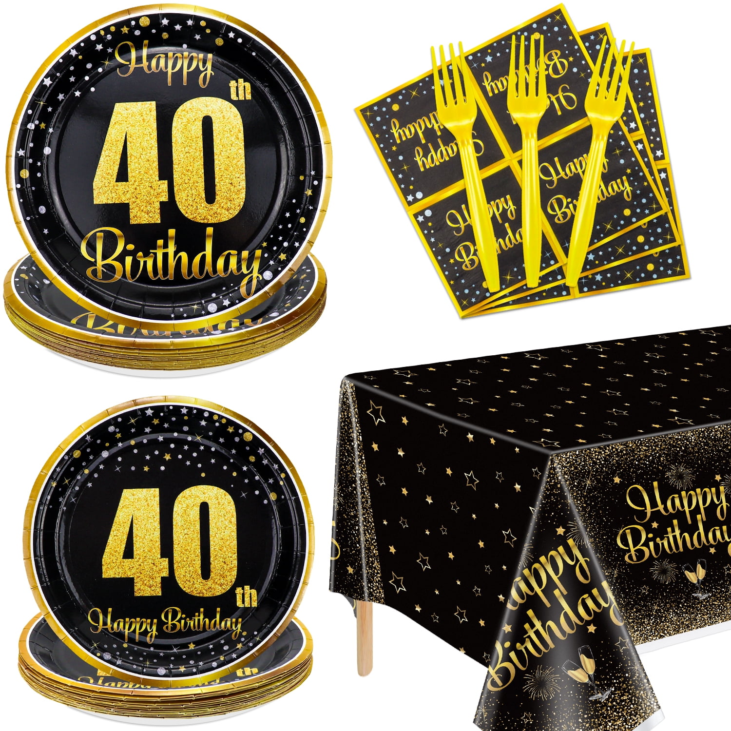 PIXHOTUL 40th Birthday Decorations for Boys Girls Serve 20 - 81Pcs ...