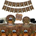 thumbnail image 1 of PIXHOTUL Cowboy Party Decorations - Western Party Decorations Including Plates, Napkins, Western Tablecloth, Cups, Banner for Cow Print Party Supplies - Serve 20, 1 of 7