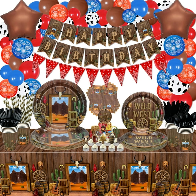 PIXHOTUL Cowboy Party Decorations Western Cowboy Theme Party
