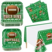 PIXHOTUL Football Theme Party Supplies Serve 40 - 162Pcs Plates Napkins Tablecloth Forks Set for Birthday Party Game Day Tailgate Football Party Decorations