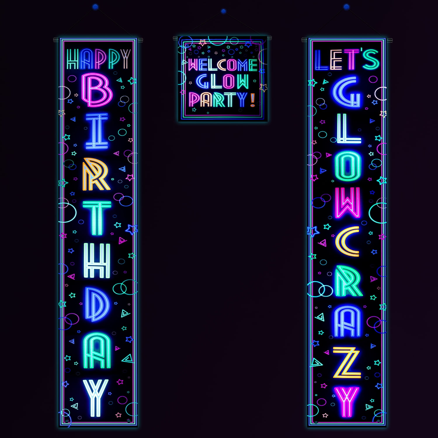 Neon 'Happy Birthday' Banner – 250 Cm Lang, Leuchtet Im Dunkeln, Für Schwarzlicht-Partys