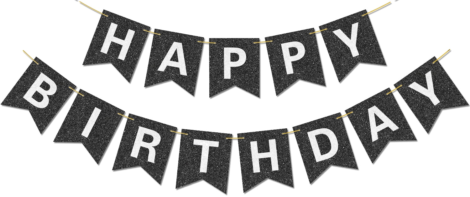 PIXHOTUL Pre-Strung Happy Birthday Banner - NO DIY - with Shiny Letters ...