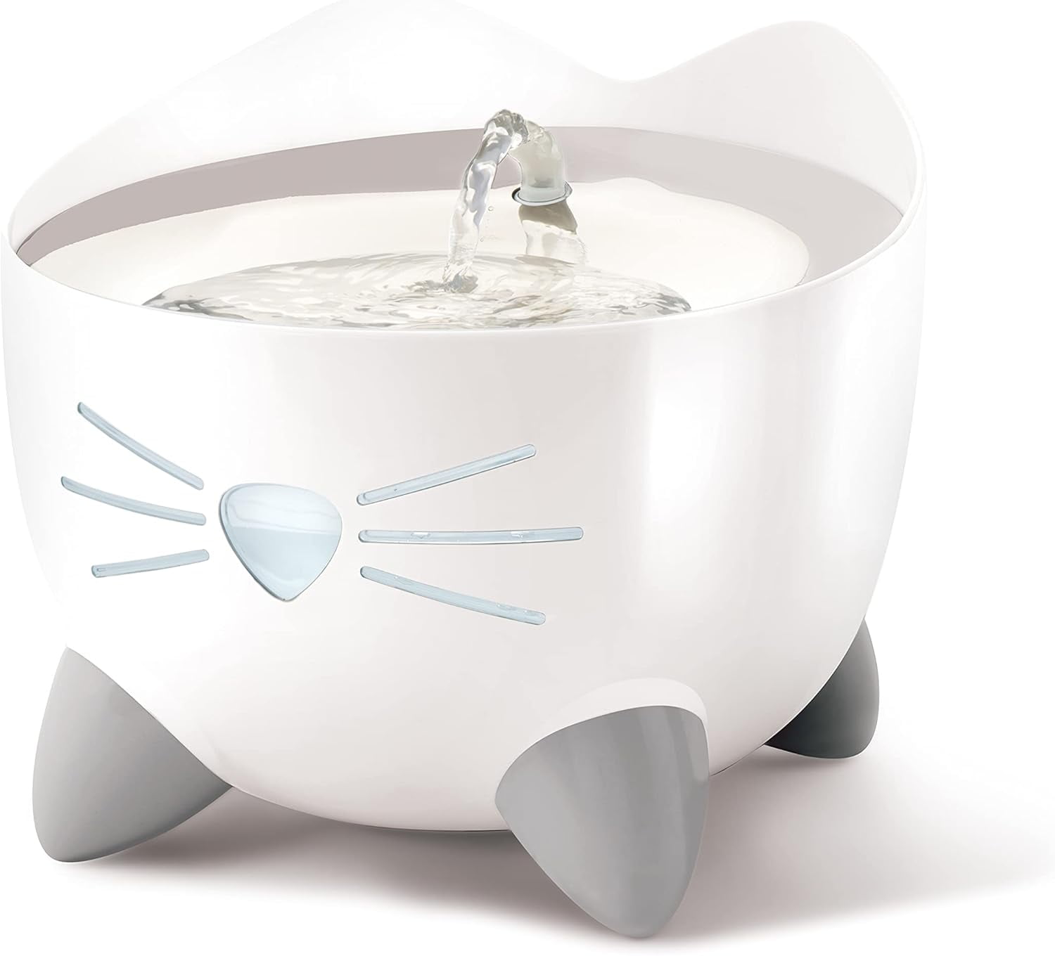 White Stainless Steel Cat Water Fountain with LED Indicator