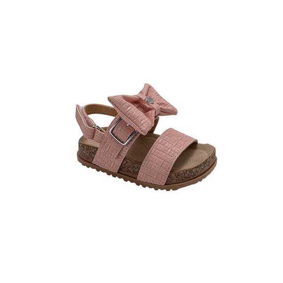 PIXIE BLOOM Toddler Girl's Sandals – Cute Footbed Sandals and Flat Summer Shoes with Puffy Bow