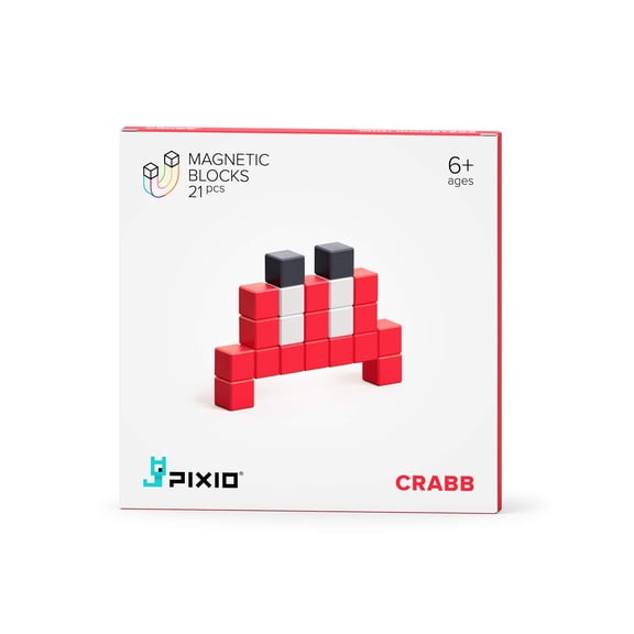 PIXIO Mini Monster Crabb Story Series 21 Magnetic Blocks Stress Relief Construction Toy, Building Blocks in 8-bit Pixel Art, Creativity for Kids, Fidget Toy