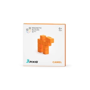 PIXIO Orange Camel Color Series Magnetic Blocks Construction Set 11pcs with Free App, Stress Relief Building Blocks, Fidget Toys, Pixel Art Desk Toy, Animals Figures