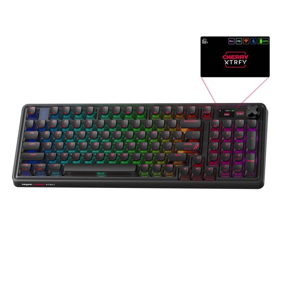 PIXIU 98 Wireless Mechanical Gaming Keyboard, Cherry MX2A Red Switches, 8000Hz Polling, Tri-Mode Bluetooth/2.4G/USB-C Wired, Hot-Swap Gasket Custom Keyboard with Knob, RGB Backlit, PBT