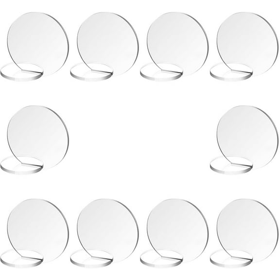 PIXNOR 10Pcs  Tabletop Round Blank Signs Wedding Seating Display Stands Transparent Acrylic Signs
