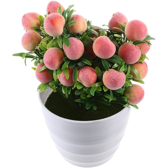 FELTECHELECTR Artificial Peach Tree Potted Plant Decoration for Desktop Room Display