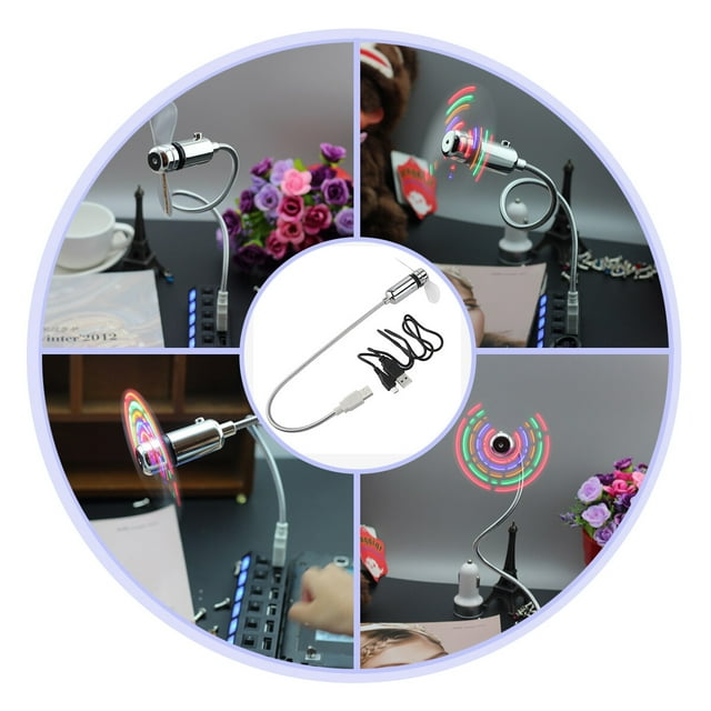 PIXNOR Flexible Mini USB LED Cooling Flashing Fan Programmable Edit
