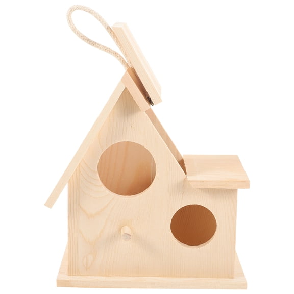 Wooden Bird Nest for Parrots and Parakeets with Opening Top for Easy Cleaning Beige 7.5x7.5x12.5