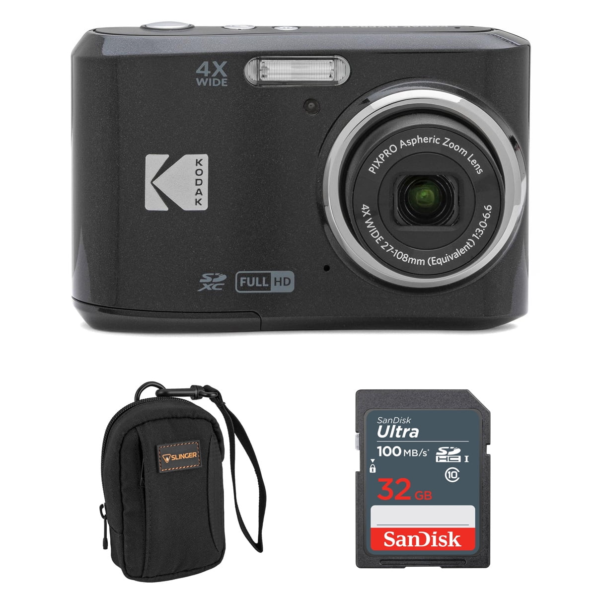 KODAK PIXPRO FZ45 ブラック デジタルカメラ Free Shipping! Kodak Digital Camera FZ45 with 27mm Wide-Angle Lens