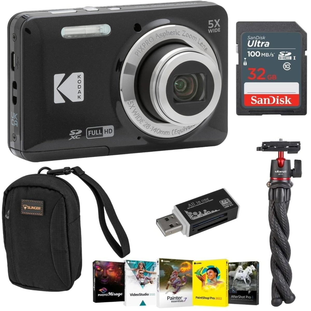 Kodak PIXPRO FZ55 Friendly Zoom Digital Camera, Black, With SD Card ...