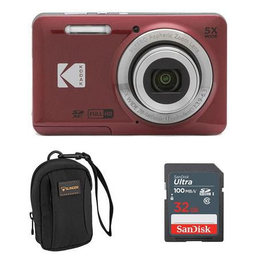 KODAK PIXPRO FZ55 Digital Camera, Red 16 MP 5X Zoom Includes SD Card & Bag