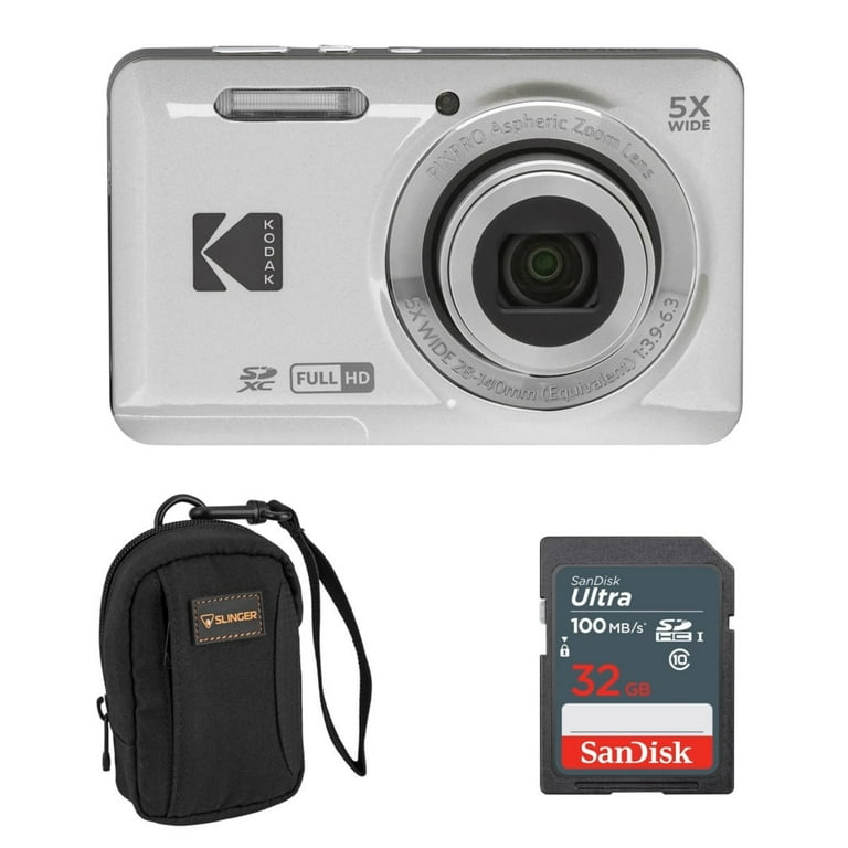Kodak PIXPRO FZ55 Friendly Zoom Digital Camera, Silver, With