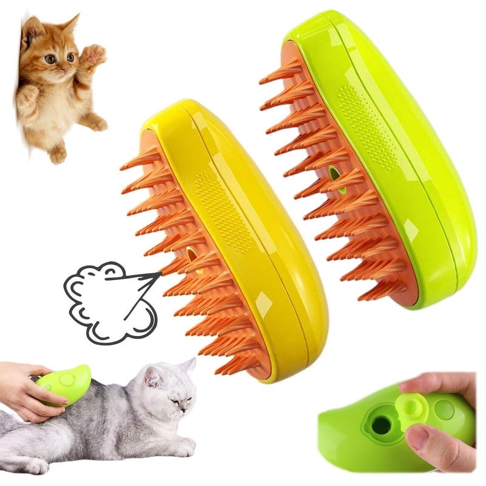 PIXWS 3in1 Steamy Cat Brush, BunnyPony Cat Dog Grooming Brush Pets