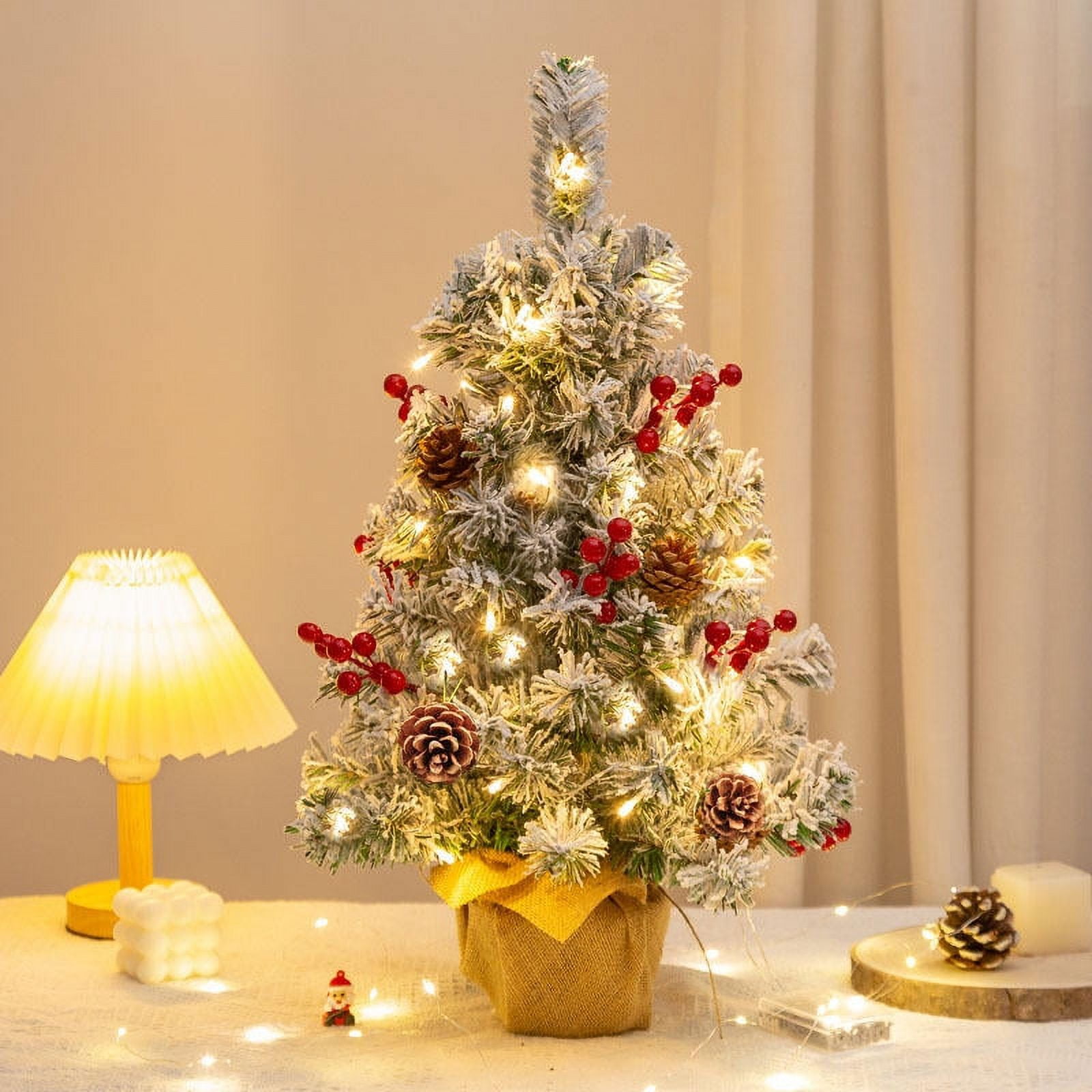 PIXWS Melliful Small Prelit Tabletop Christmas Tree, Artificial Mini