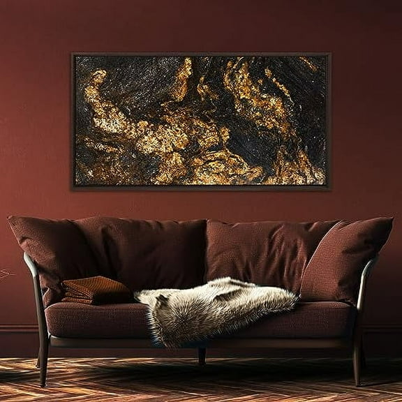 PIXY CANVAS Value Pack of 22x30 Stretched Canvas 3/4 (0.75) inch deep and Floater Frame for Your Paintings/Artwork/Wall Art/Wall Decor (Dark Walnut, 22 x 30 inch, Landscape)