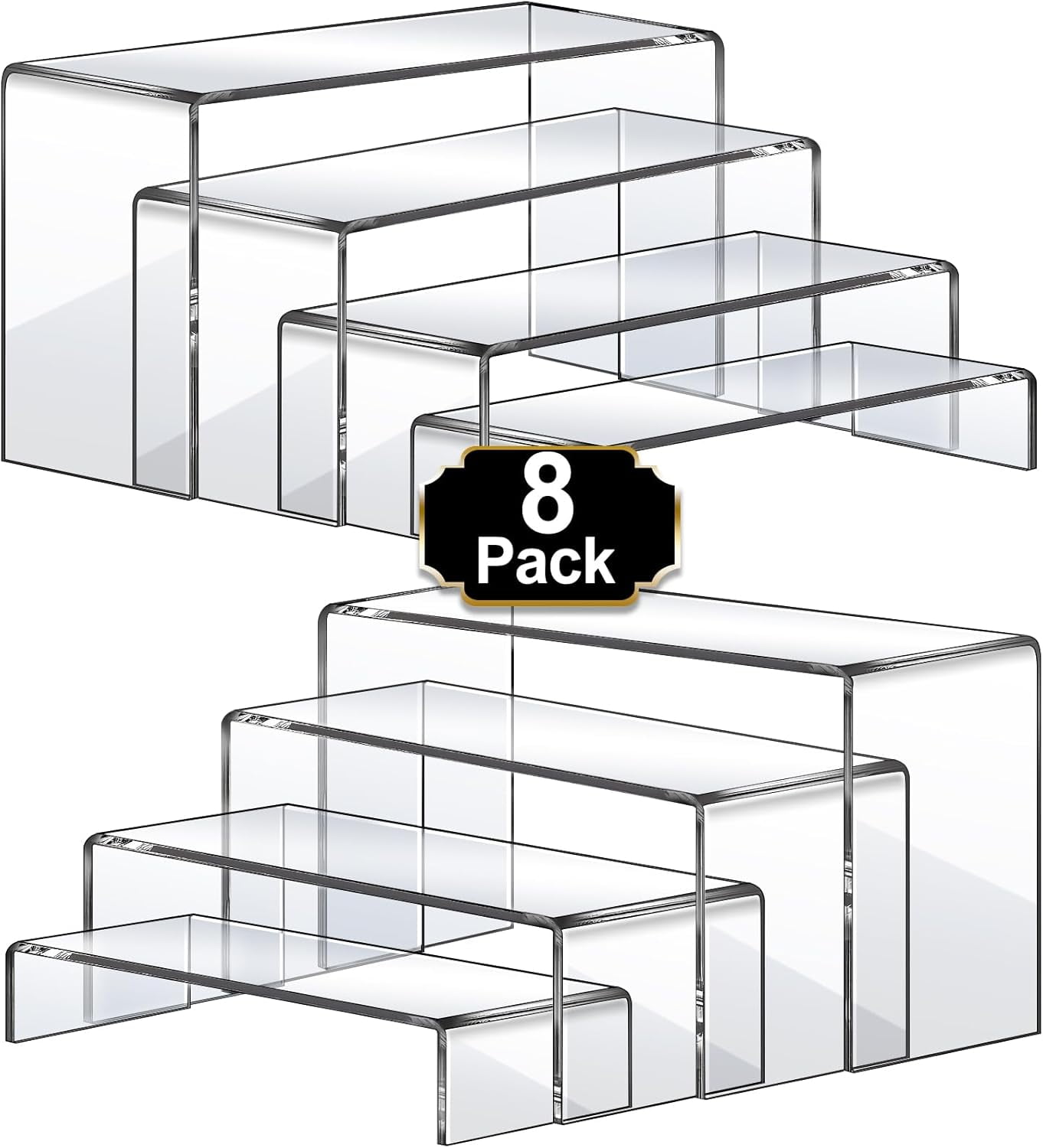 PIYING Acrylic Risers, 8 Pcs 2 Set(7”L~8”L~9”L) Acrylic Display Set ...